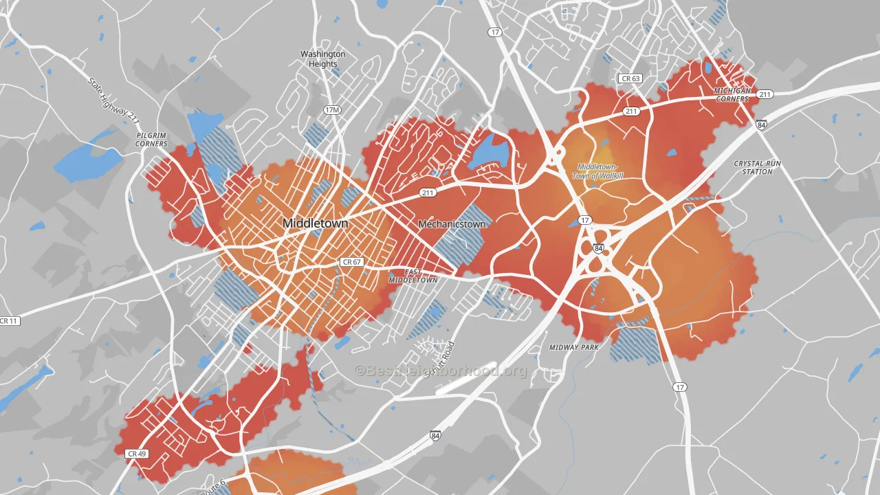 Transit Grade map of Mechanicstown, NY