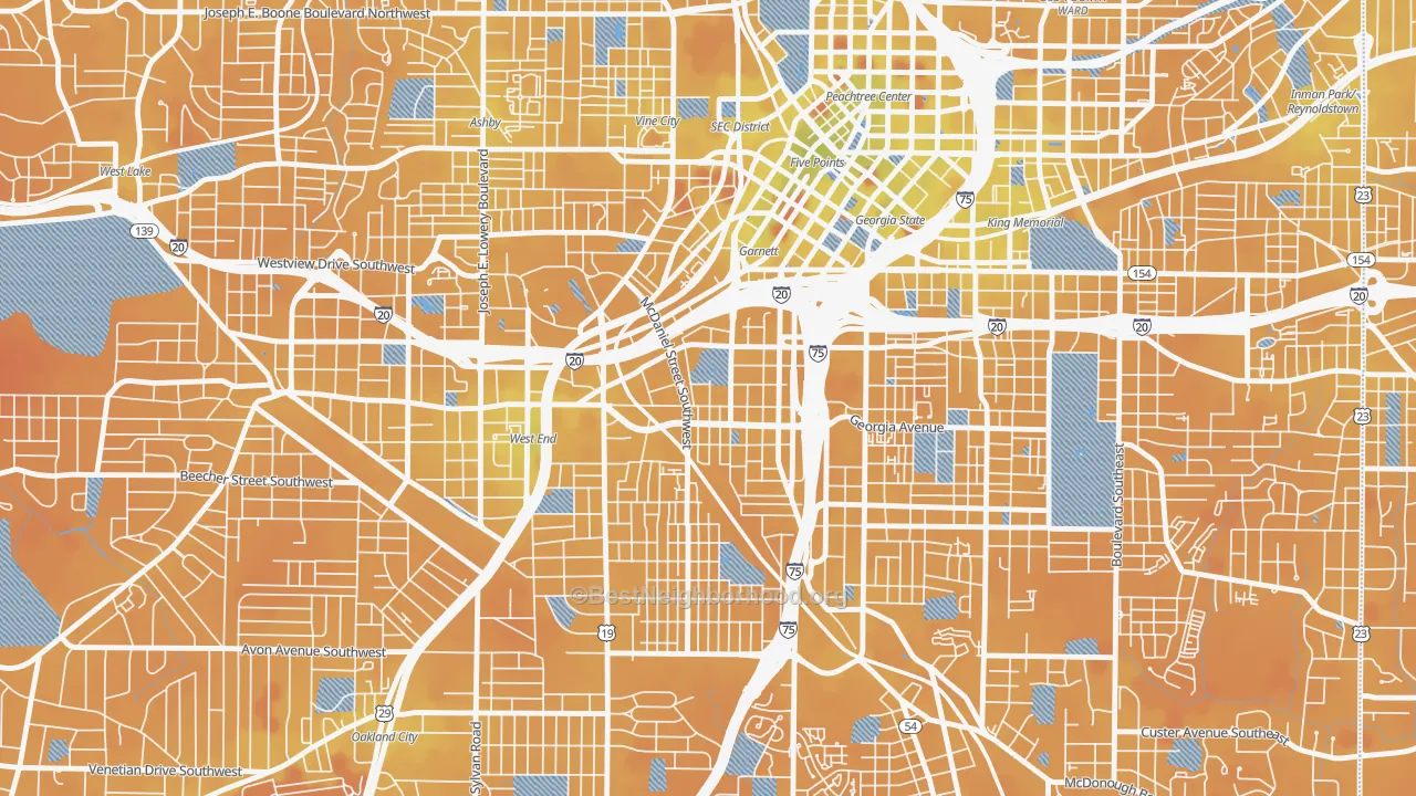 Transit Grade map of Mechanicsville, Atlanta, GA