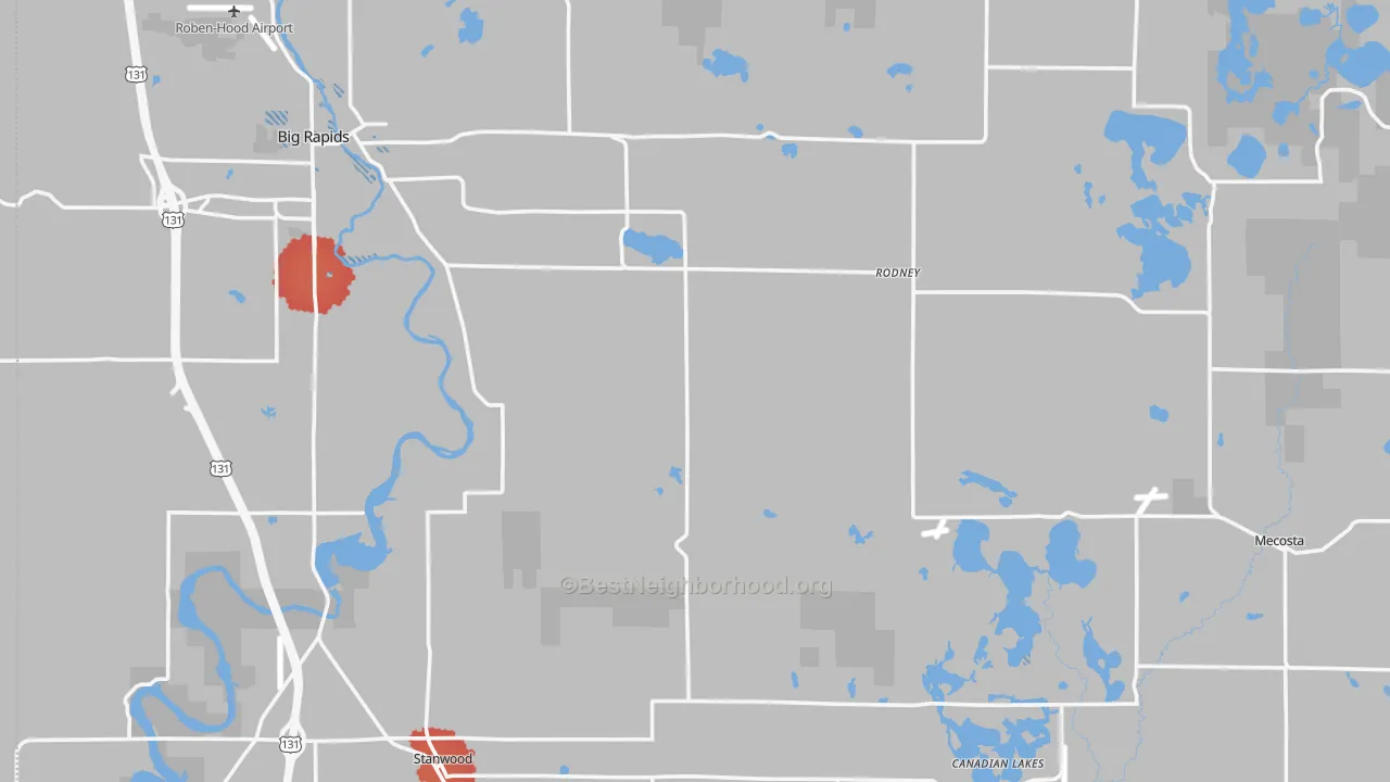 Transit Grade map of Mecosta County, MI