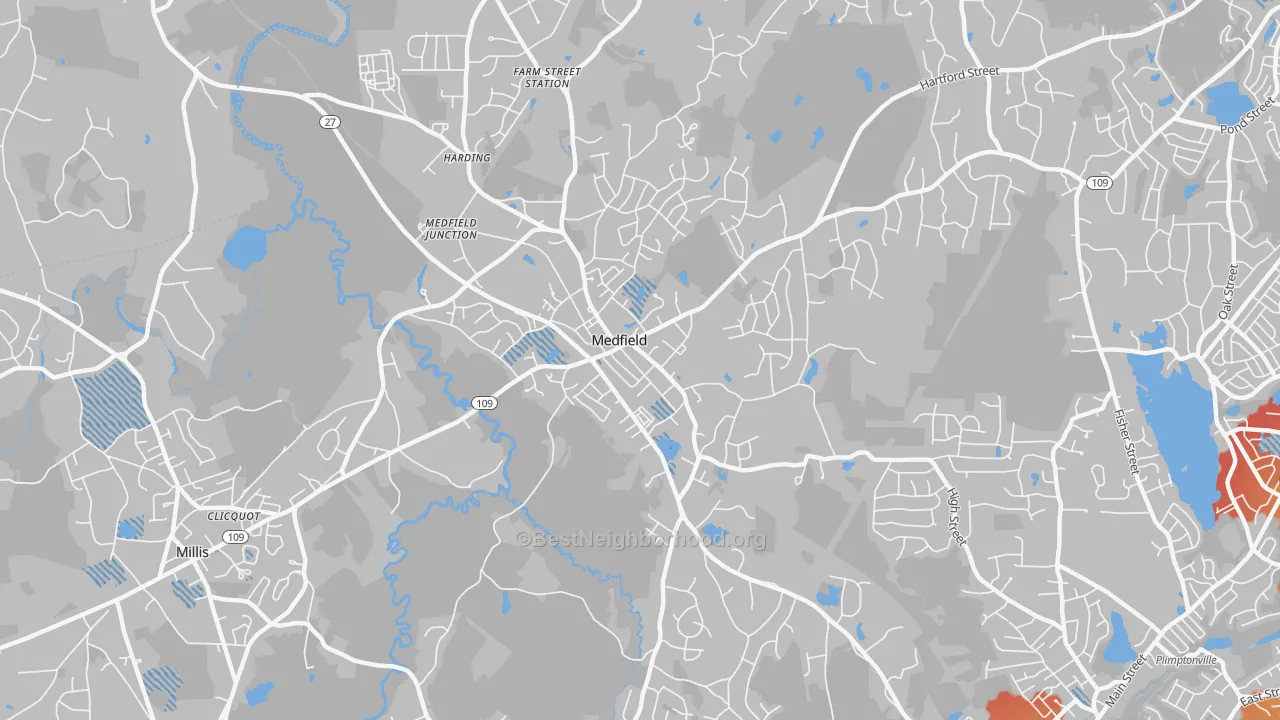 Transit Grade map of Medfield, MA