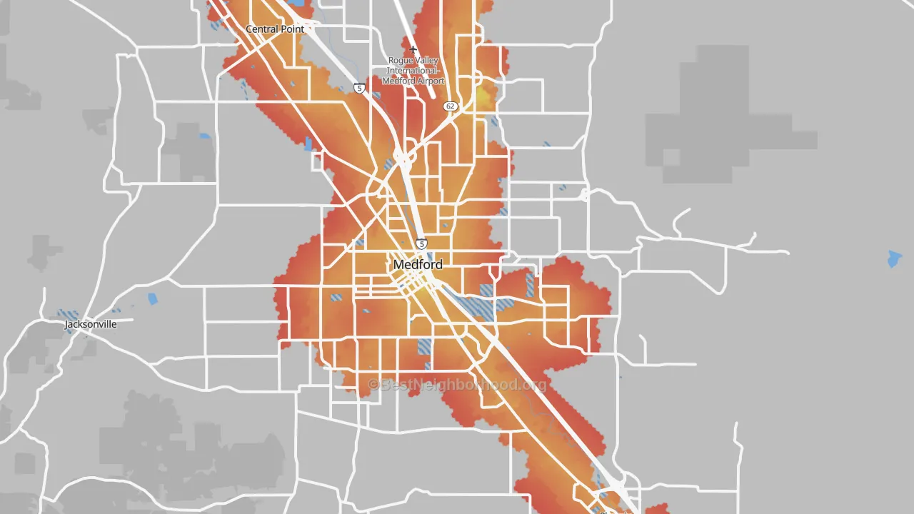 Transit Grade map of Medford, OR