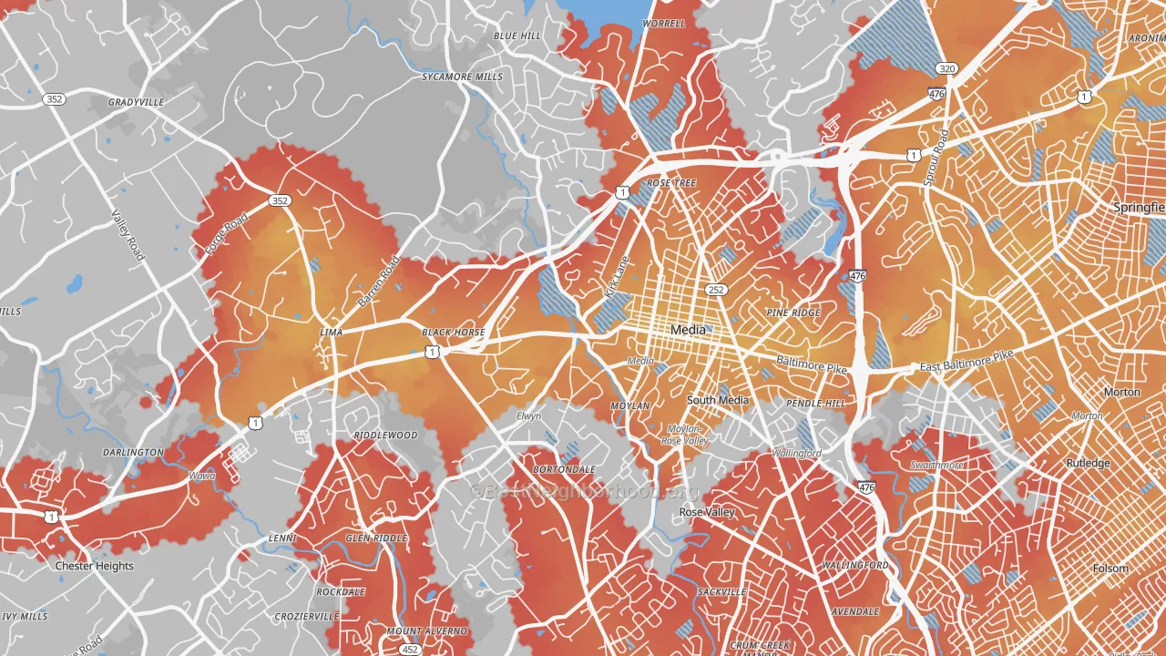 Transit Grade map of Media, PA