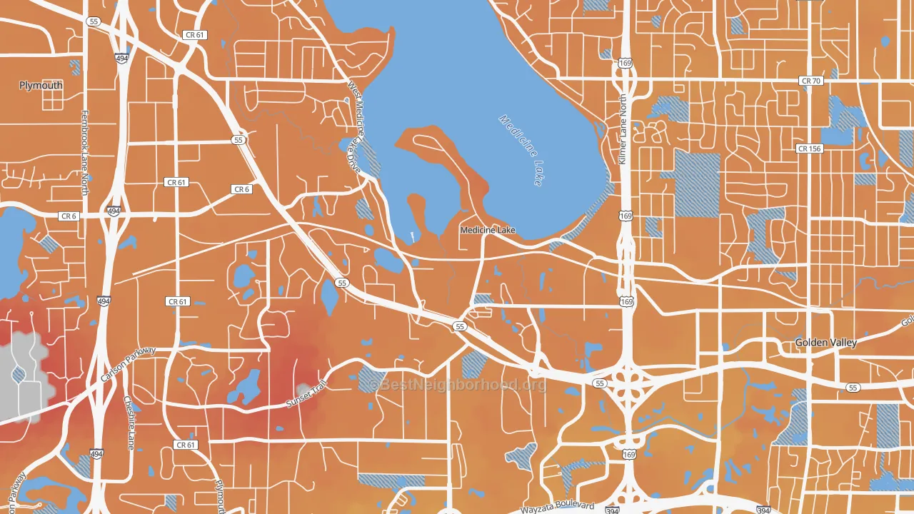 Transit Grade map of Medicine Lake, MN