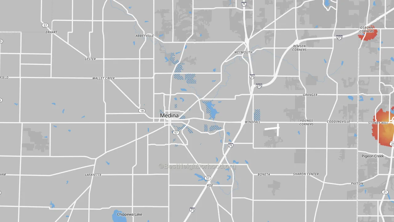 Transit Grade map of Medina County, OH