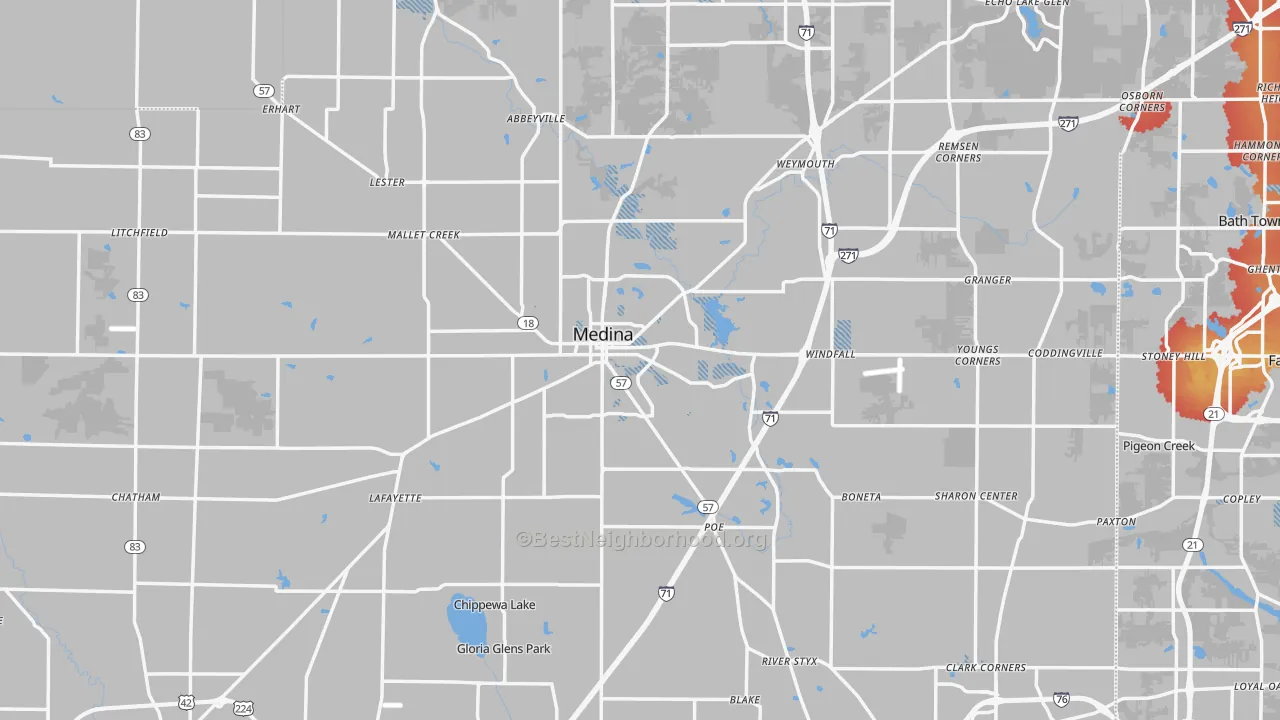 Transit Grade map of Medina, OH