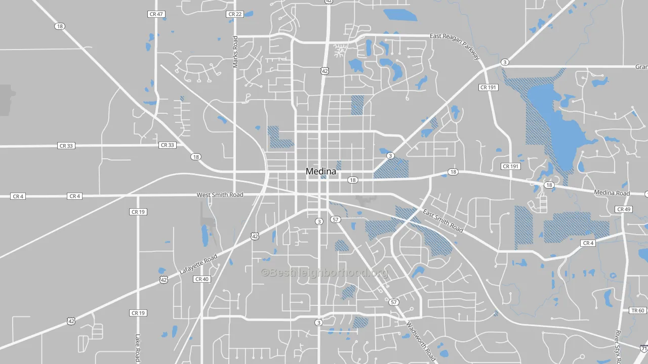 Transit Grade map of Medina Public Square Historic District, Medina, OH