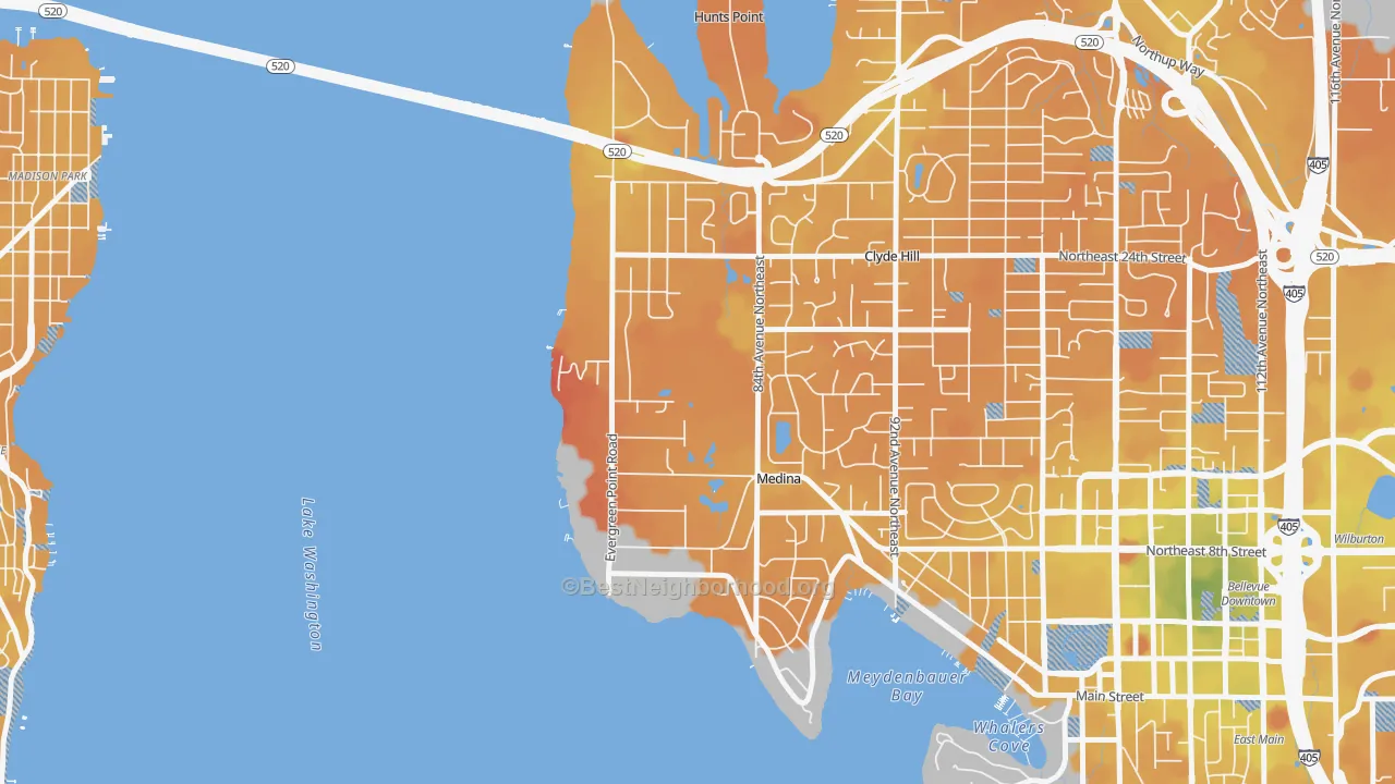Transit Grade map of Medina, WA