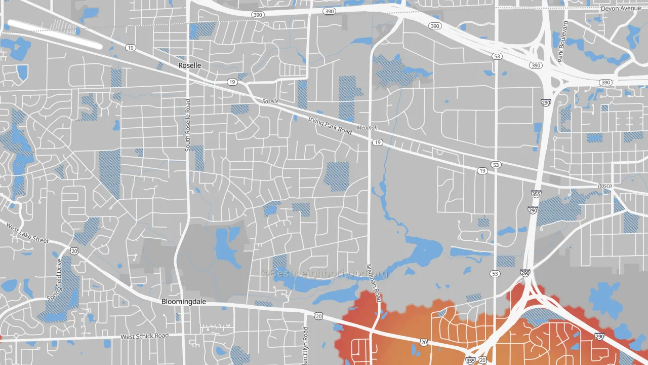 Transit Grade map of Medinah, IL