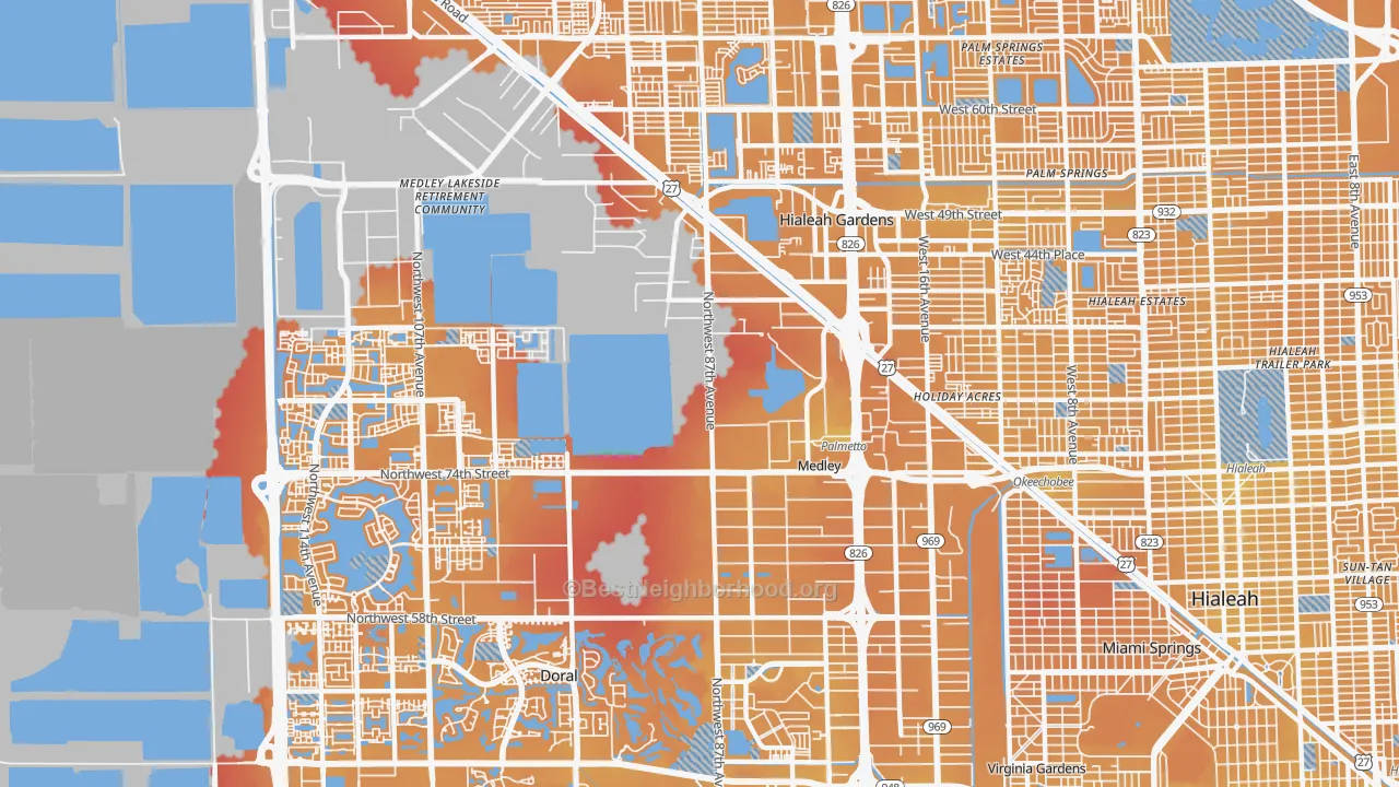 Transit Grade map of Medley, FL