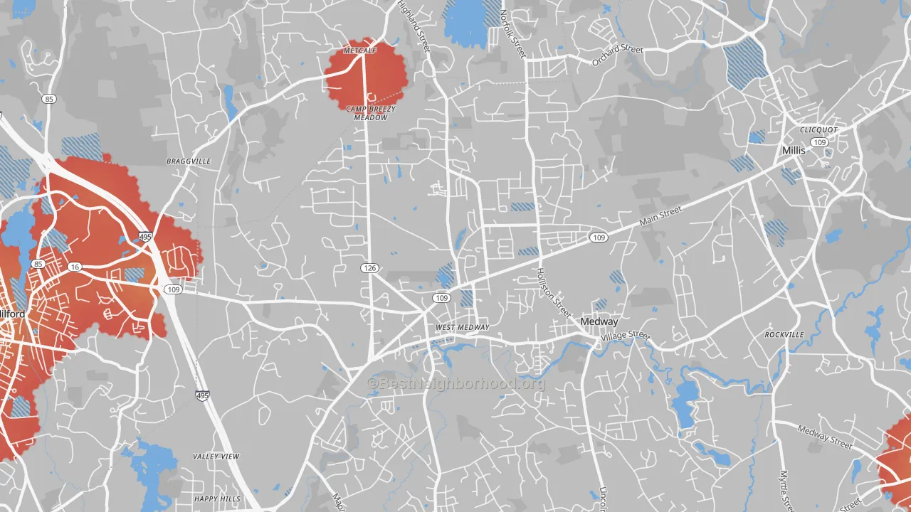 Transit Grade map of Medway, MA