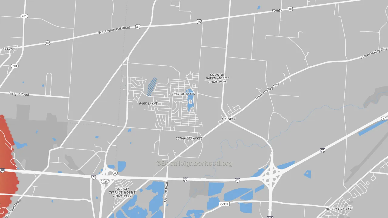 Transit Grade map of Medway, OH