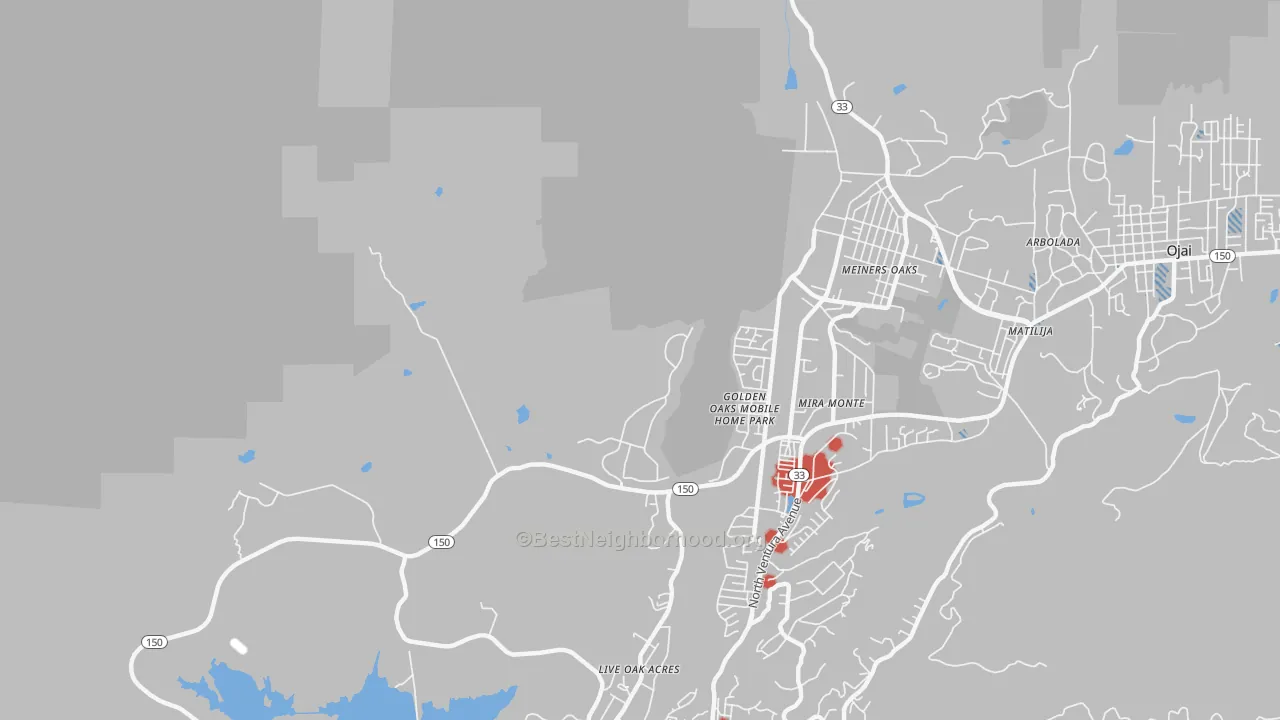 Transit Grade map of Meiners Oaks, CA