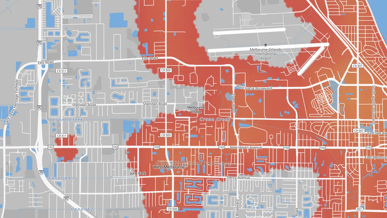 Transit Grade map of Melbourne Village, FL