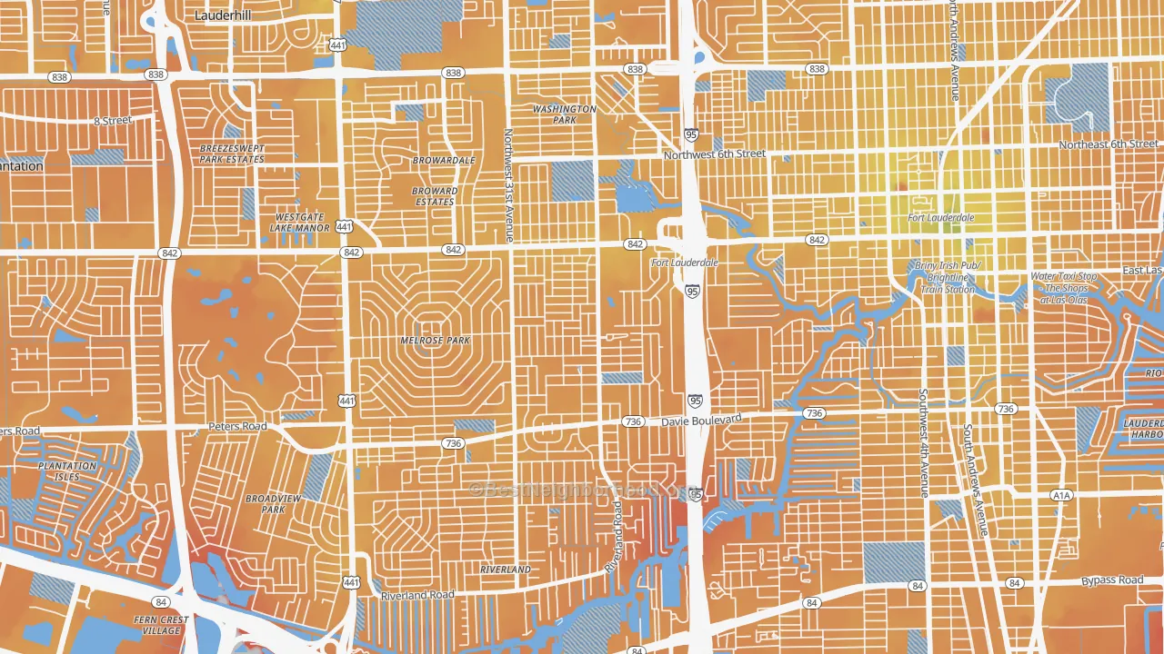 Transit Grade map of Melrose Manors, Fort Lauderdale, FL
