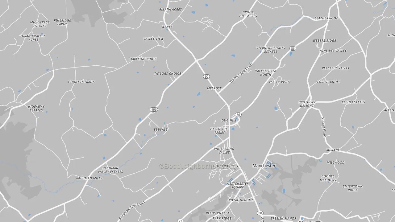 Transit Grade map of Melrose, MD