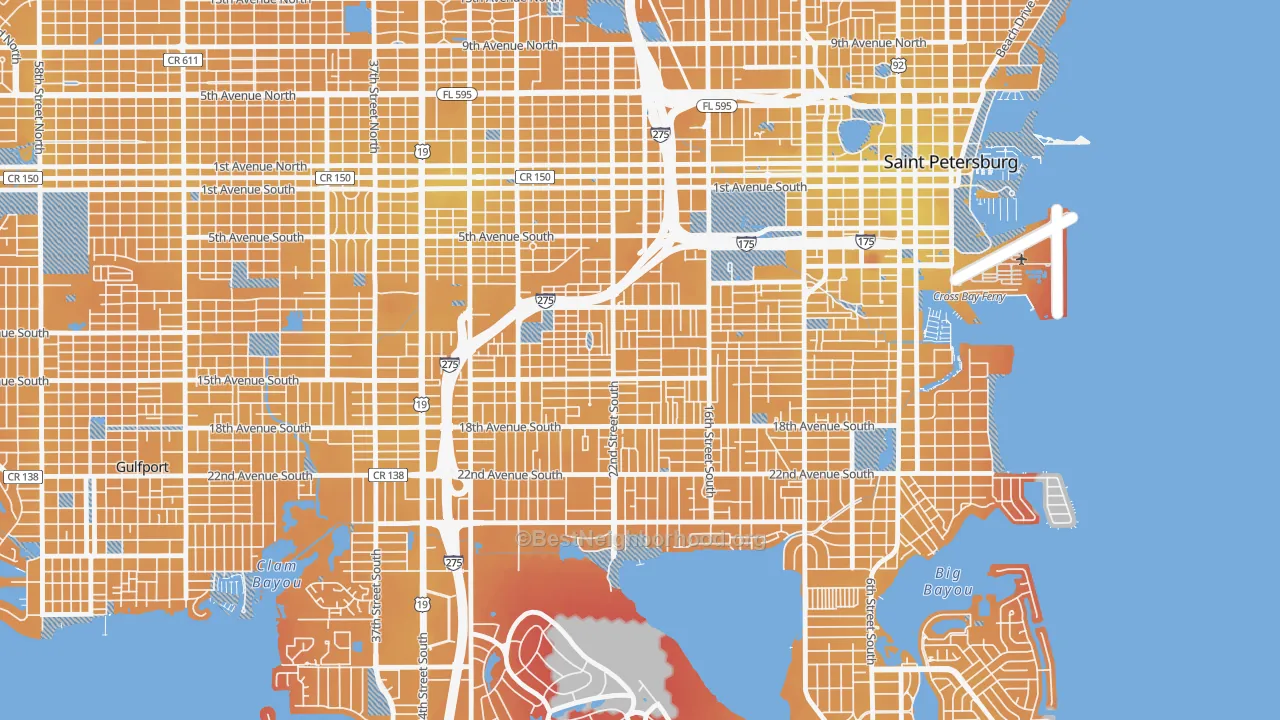 Transit Grade map of Melrose Mercy, St. Petersburg, FL