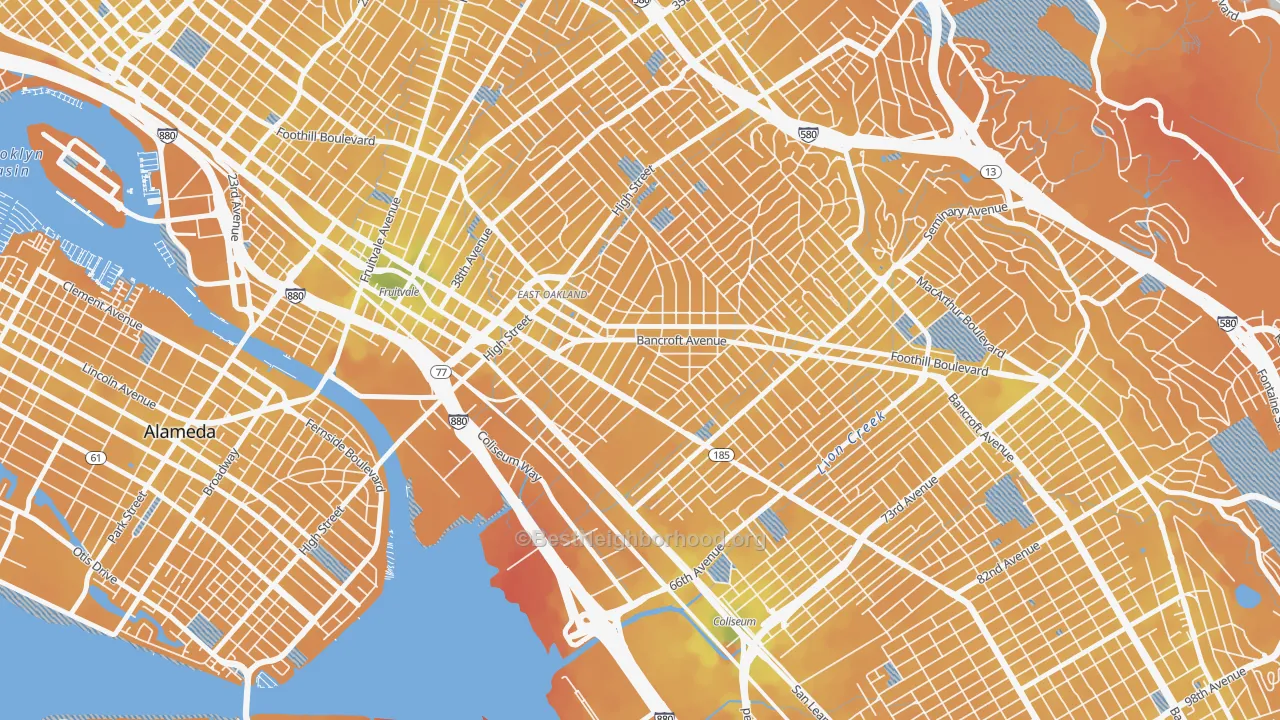 Transit Grade map of Melrose, Oakland, CA