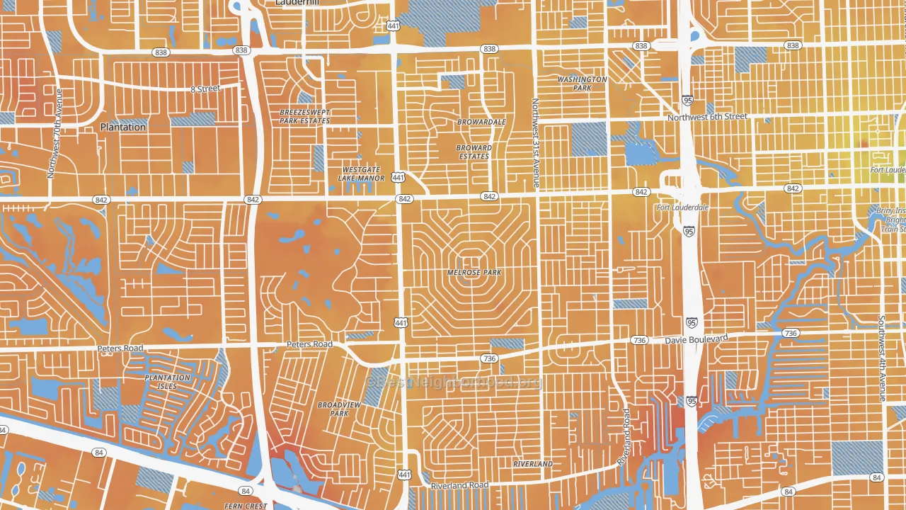 Transit Grade map of Melrose Park, Fort Lauderdale, FL