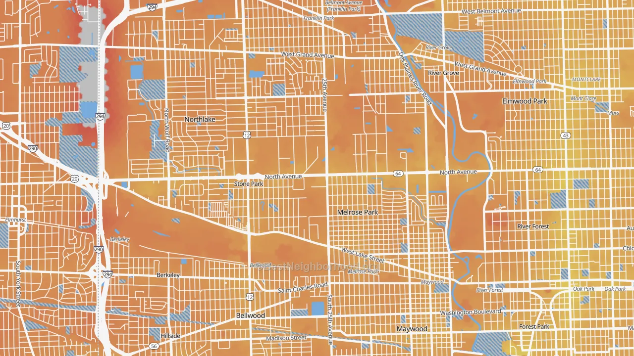 Transit Grade map of Melrose Park, IL