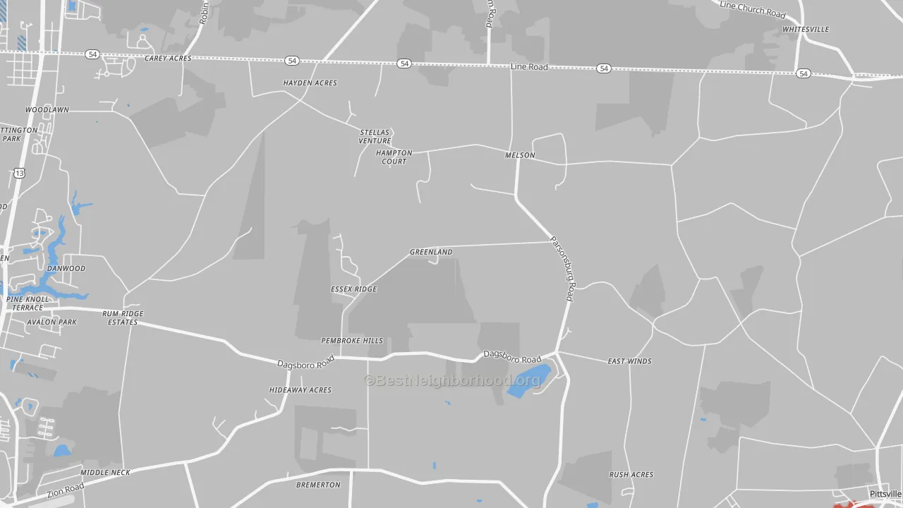 Transit Grade map of Melson, MD