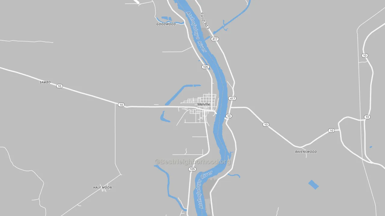 Transit Grade map of Melville, LA