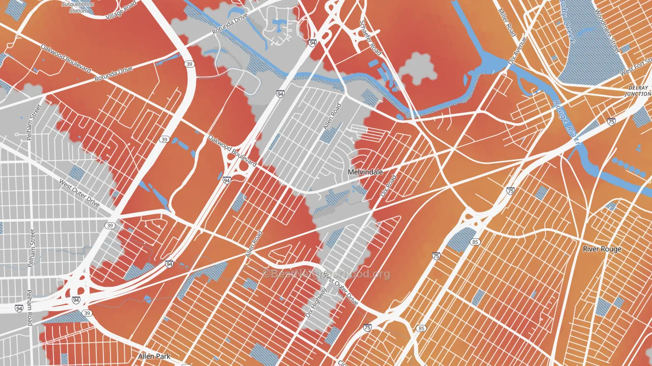 Transit Grade map of Melvindale, MI