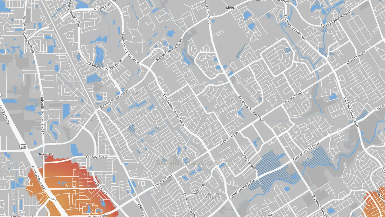 Transit Grade map of Memorial Northwest, Spring, TX