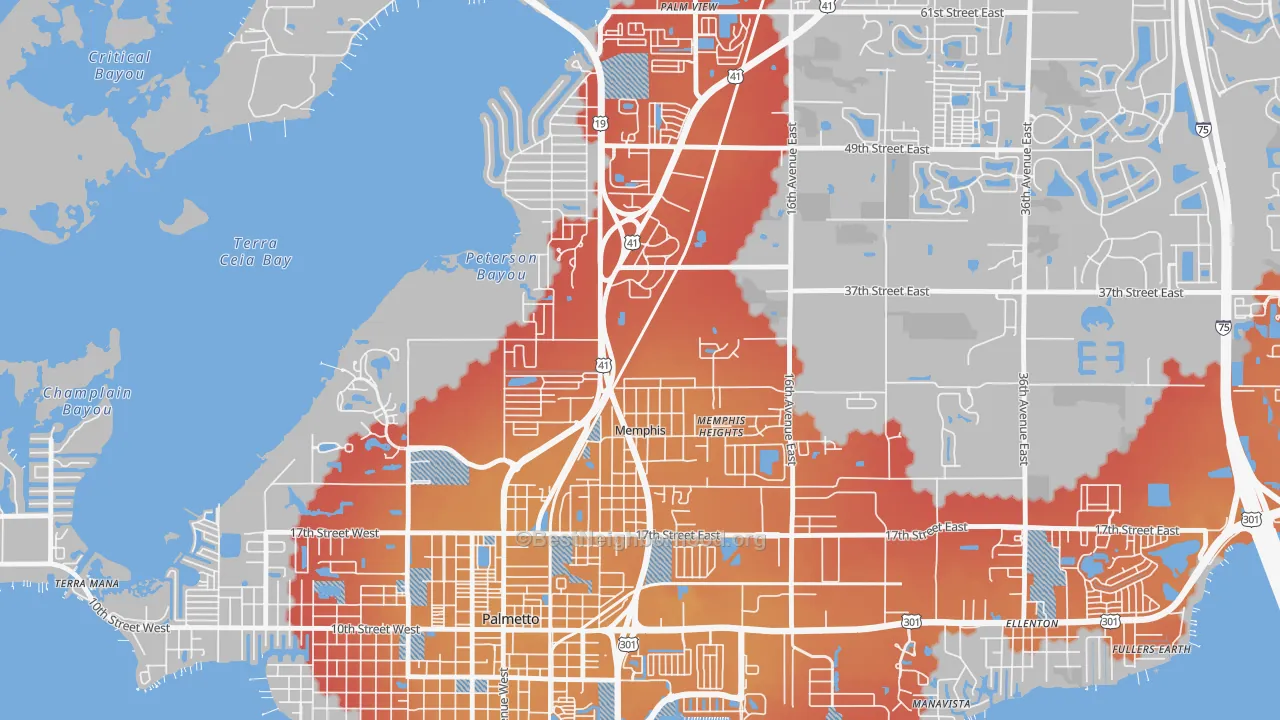 Transit Grade map of Memphis, FL