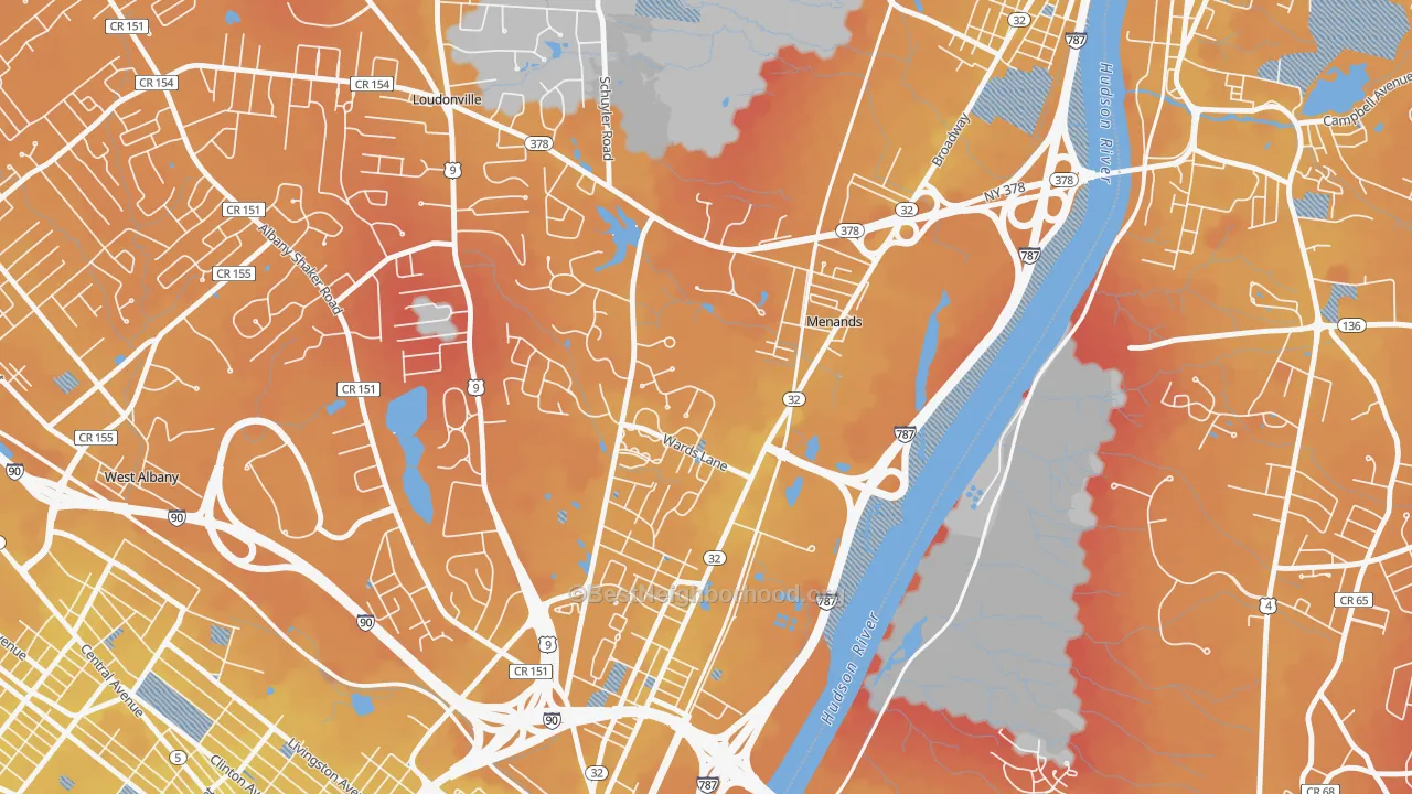 Transit Grade map of Menands, NY