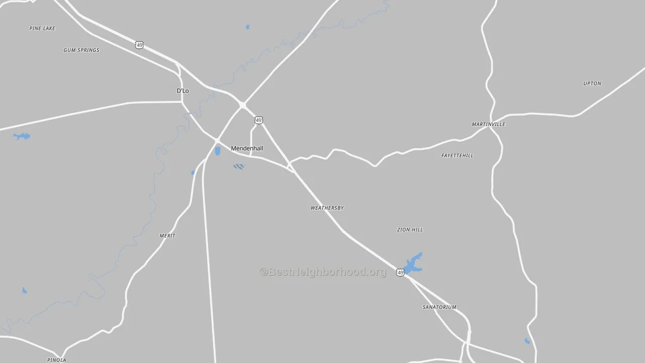 Transit Grade map of Mendenhall, MS