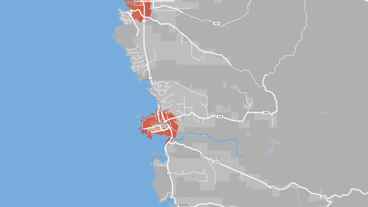 Transit Grade map of Mendocino, CA