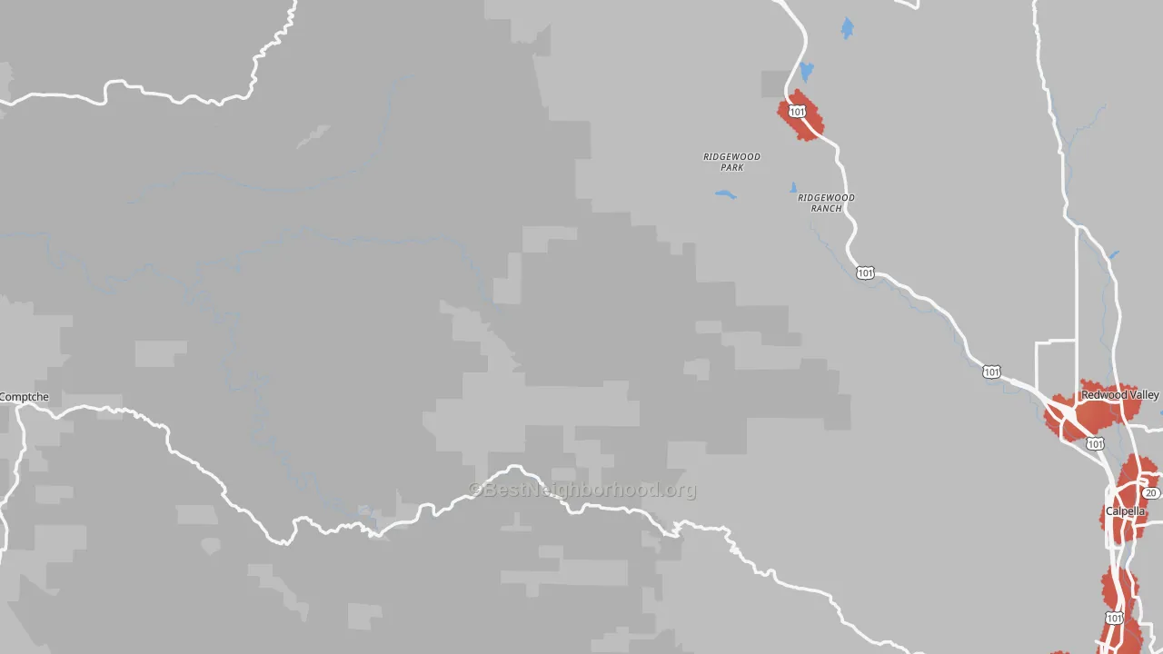 Transit Grade map of Mendocino County, CA