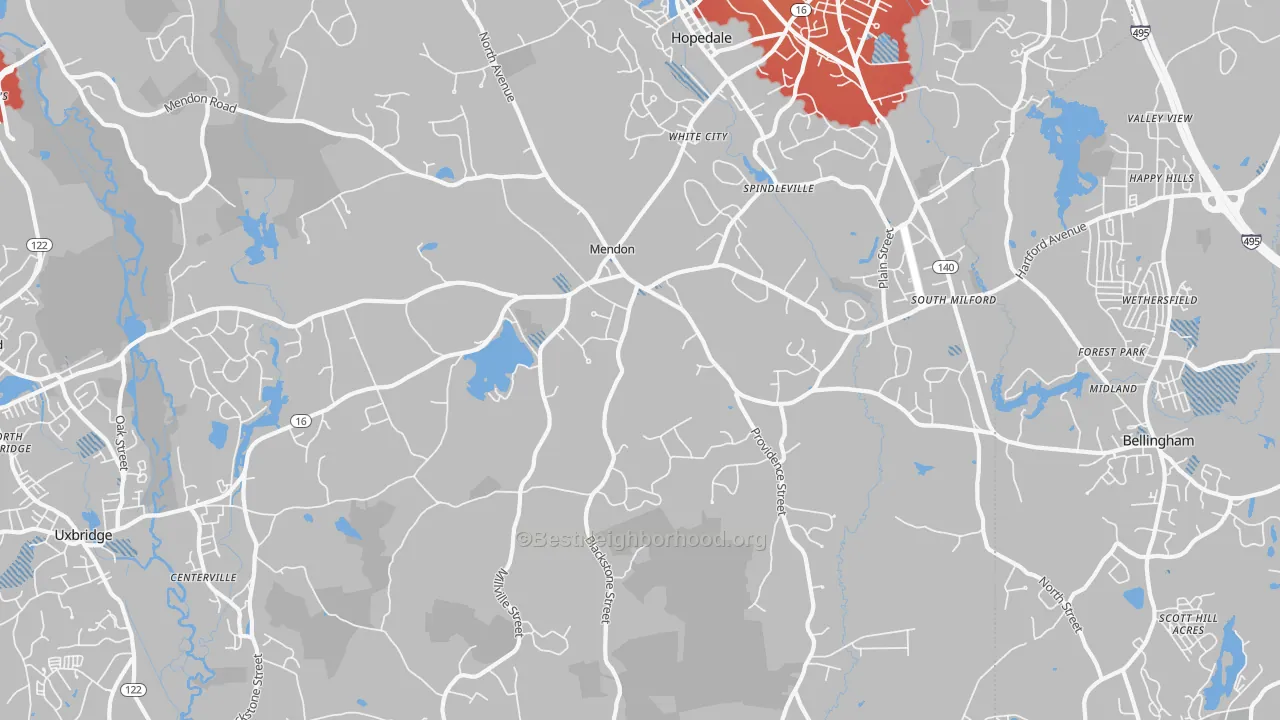 Transit Grade map of Mendon, MA