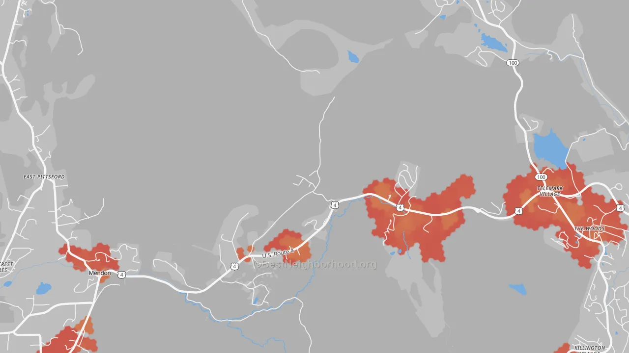 Transit Grade map of Mendon, VT