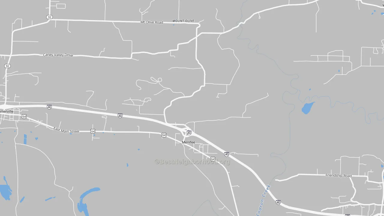 Transit Grade map of Menifee, AR