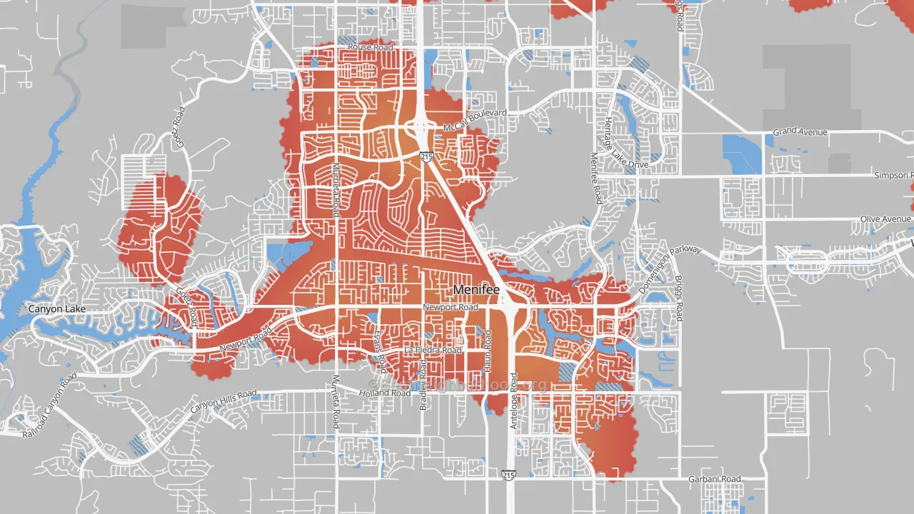 Transit Grade map of Menifee, CA