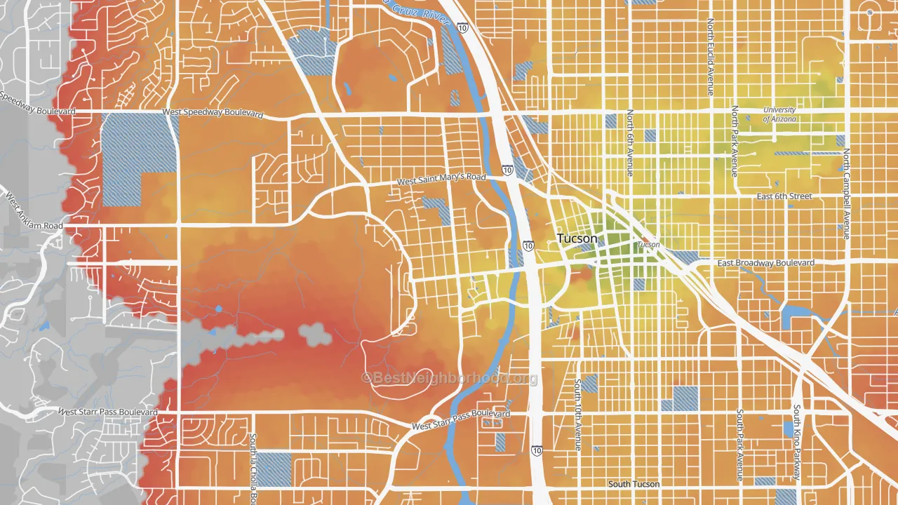 Transit Grade map of Menlo Park, Tucson, AZ