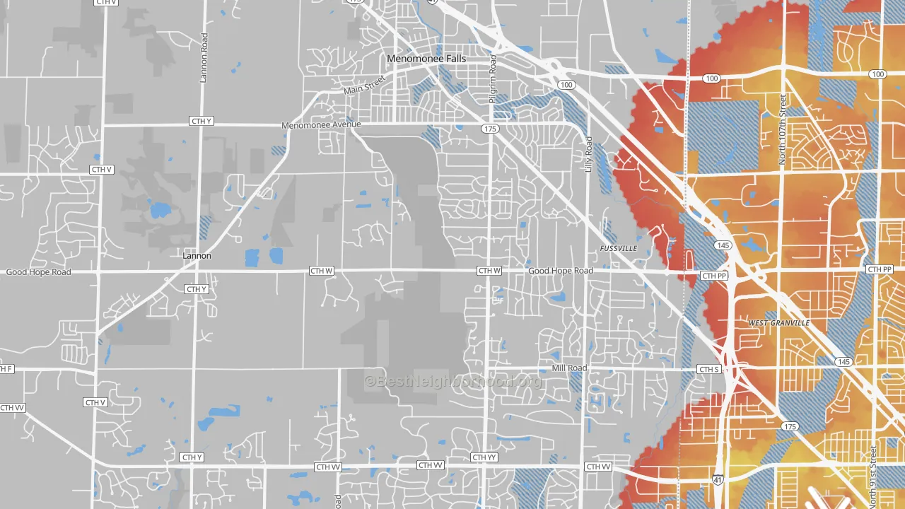 Transit Grade map of Menomonee Falls, WI