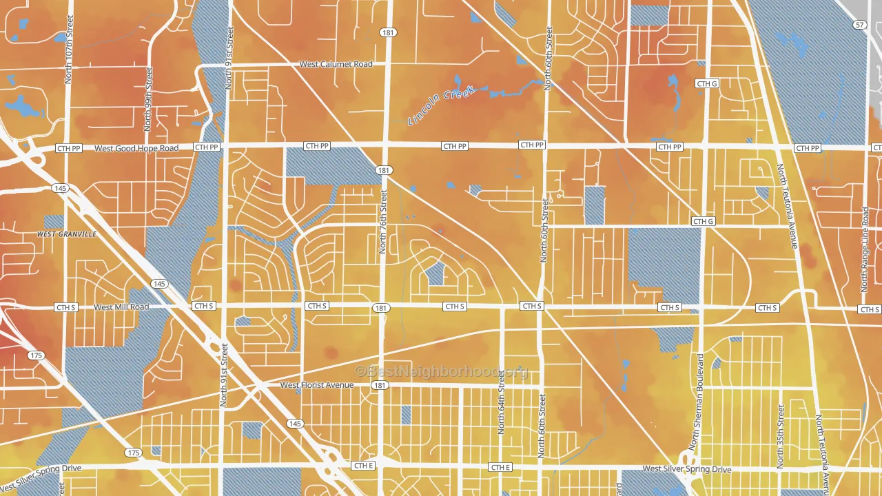 Transit Grade map of Menomonee River Hills East, Milwaukee, WI