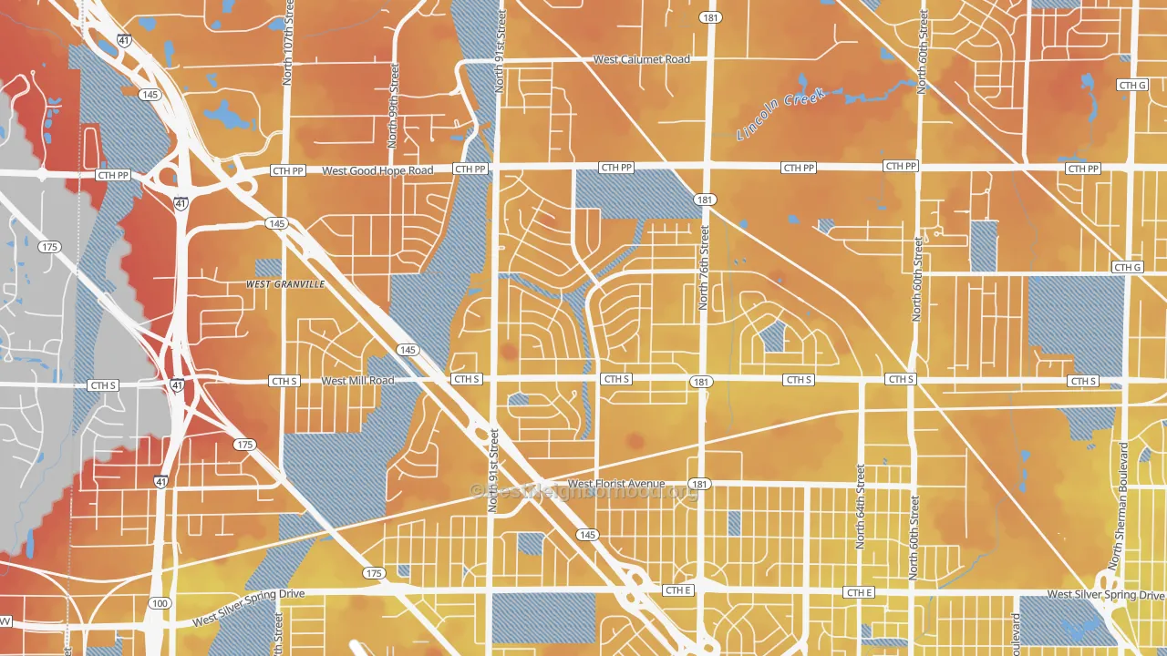 Transit Grade map of Menomonee River Hills, Milwaukee, WI