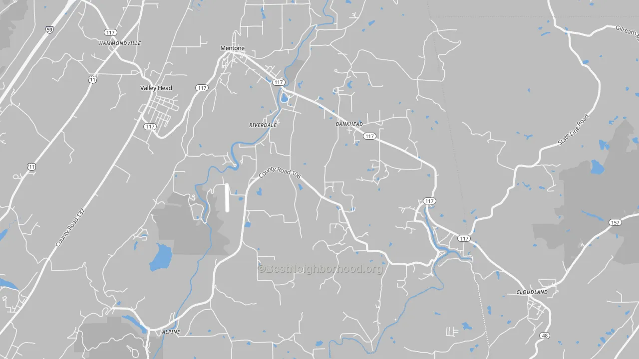 Transit Grade map of Mentone, AL