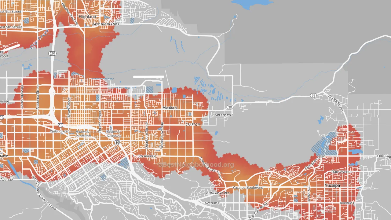 Transit Grade map of Mentone, CA