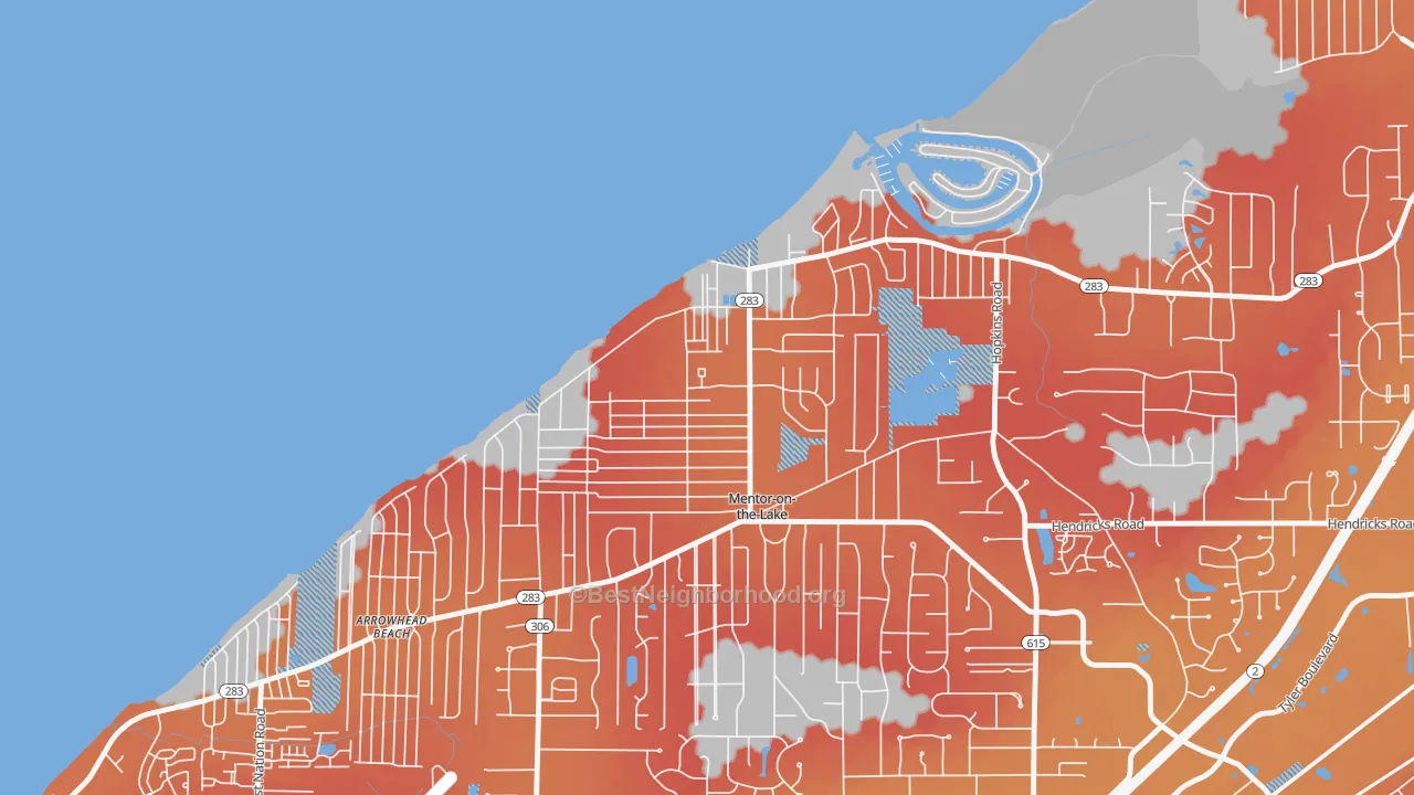 Transit Grade map of Mentor-on-the-Lake, OH