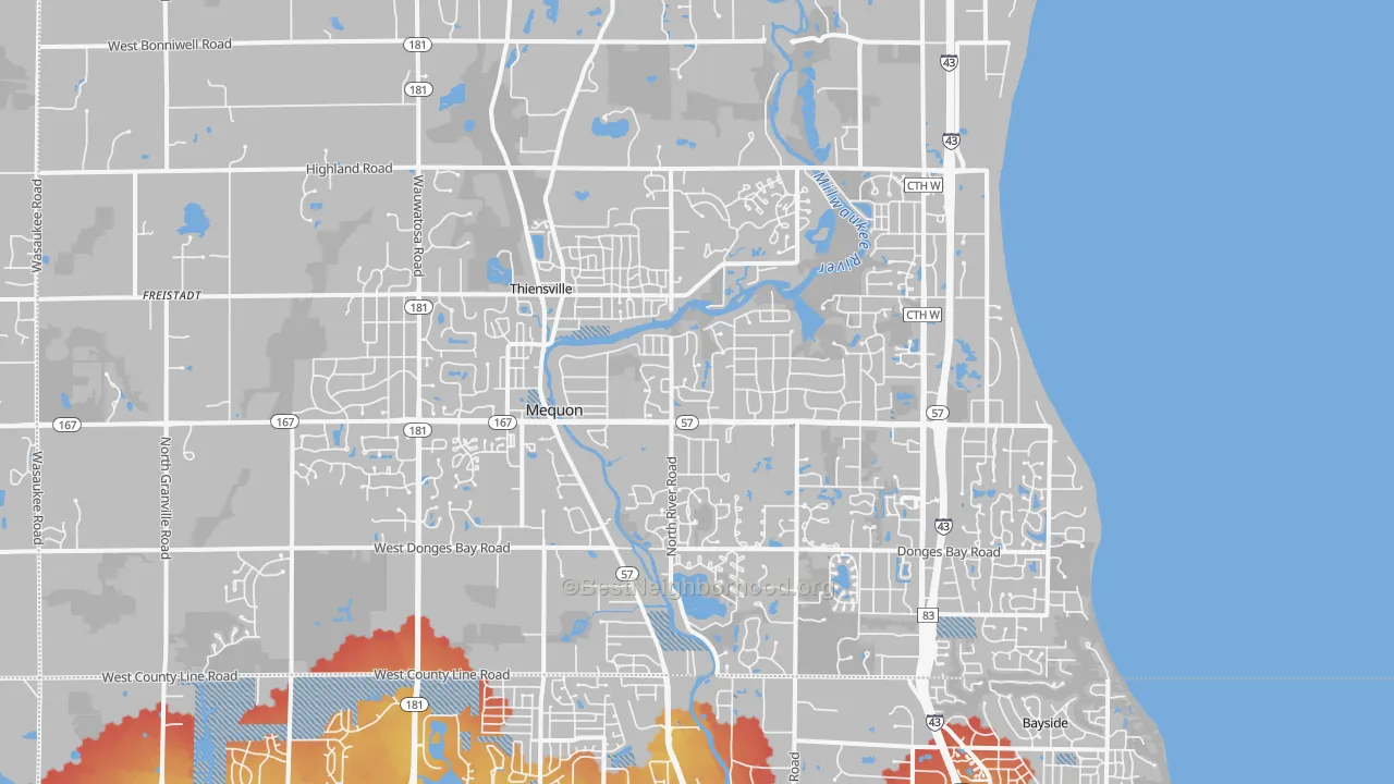 Transit Grade map of Mequon, WI