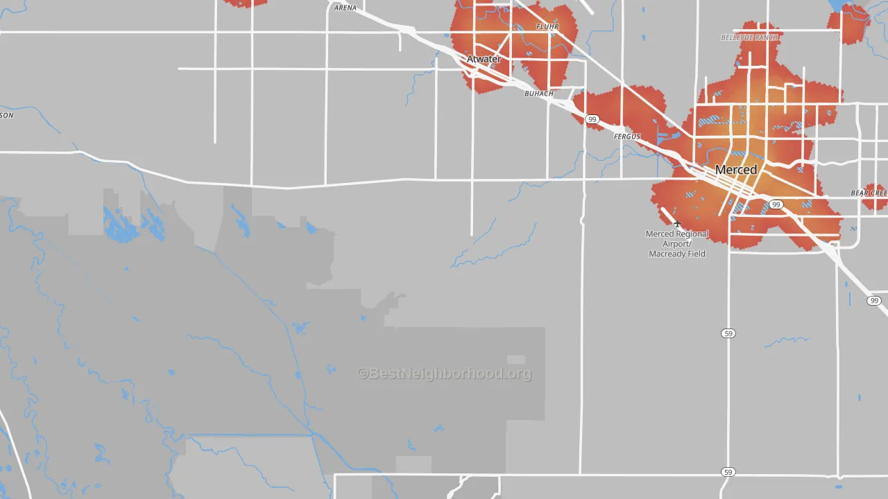 Transit Grade map of Merced County, CA