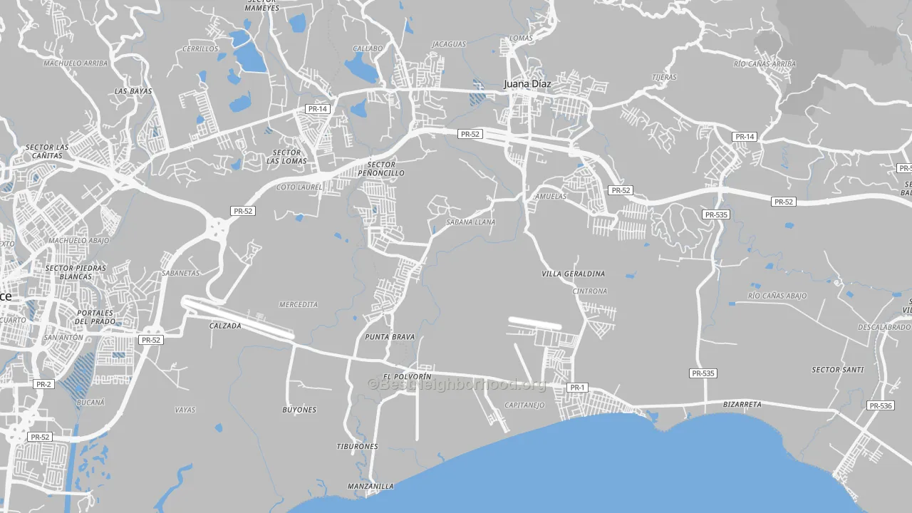 Transit Grade map of Mercedita, PR