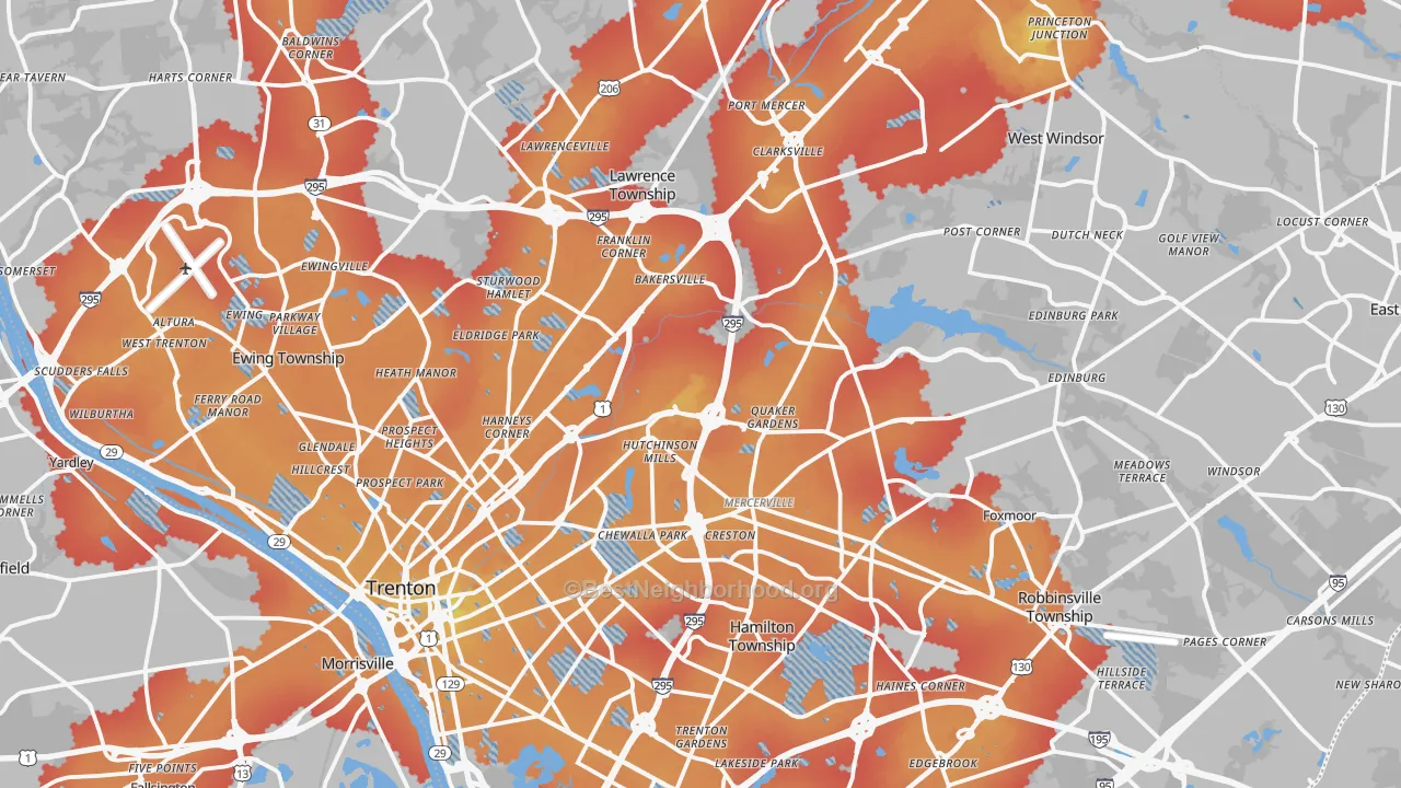 Transit Grade map of Mercer County, NJ