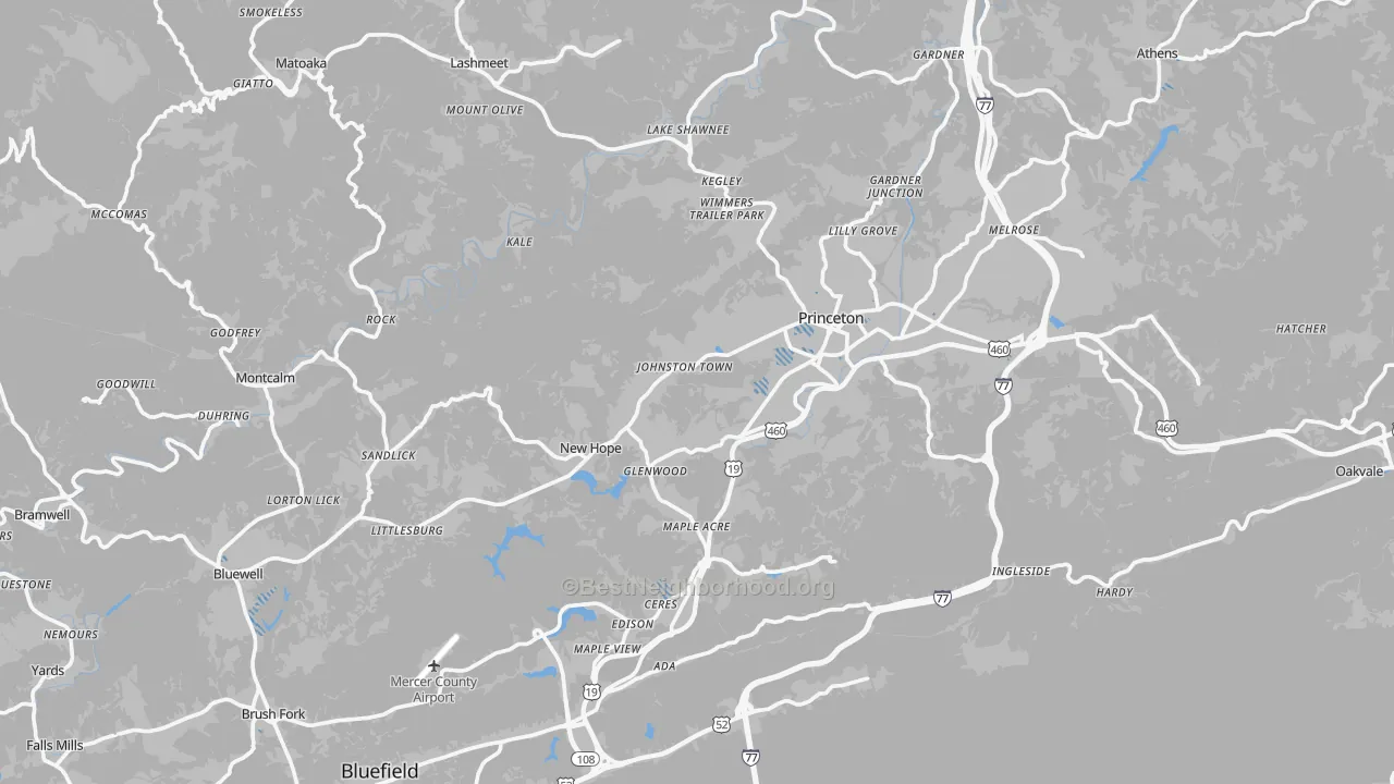 Transit Grade map of Mercer County, WV