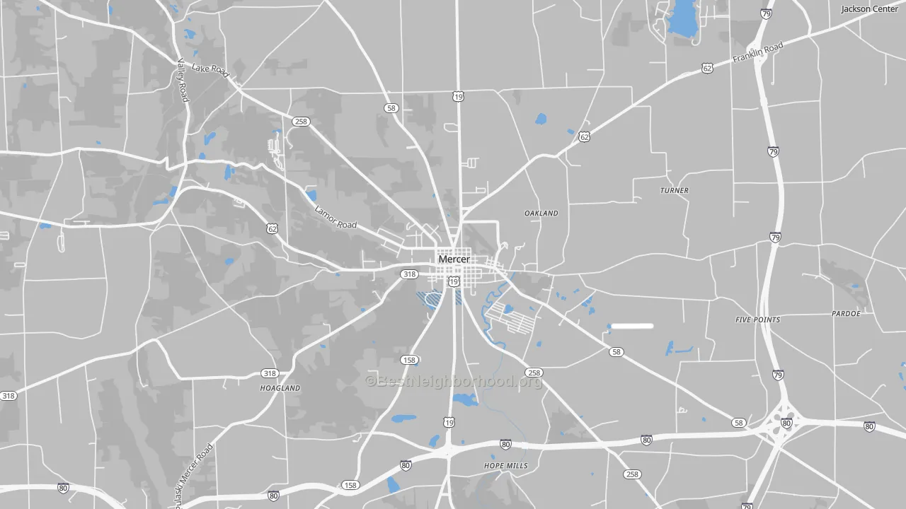 Transit Grade map of Mercer, PA