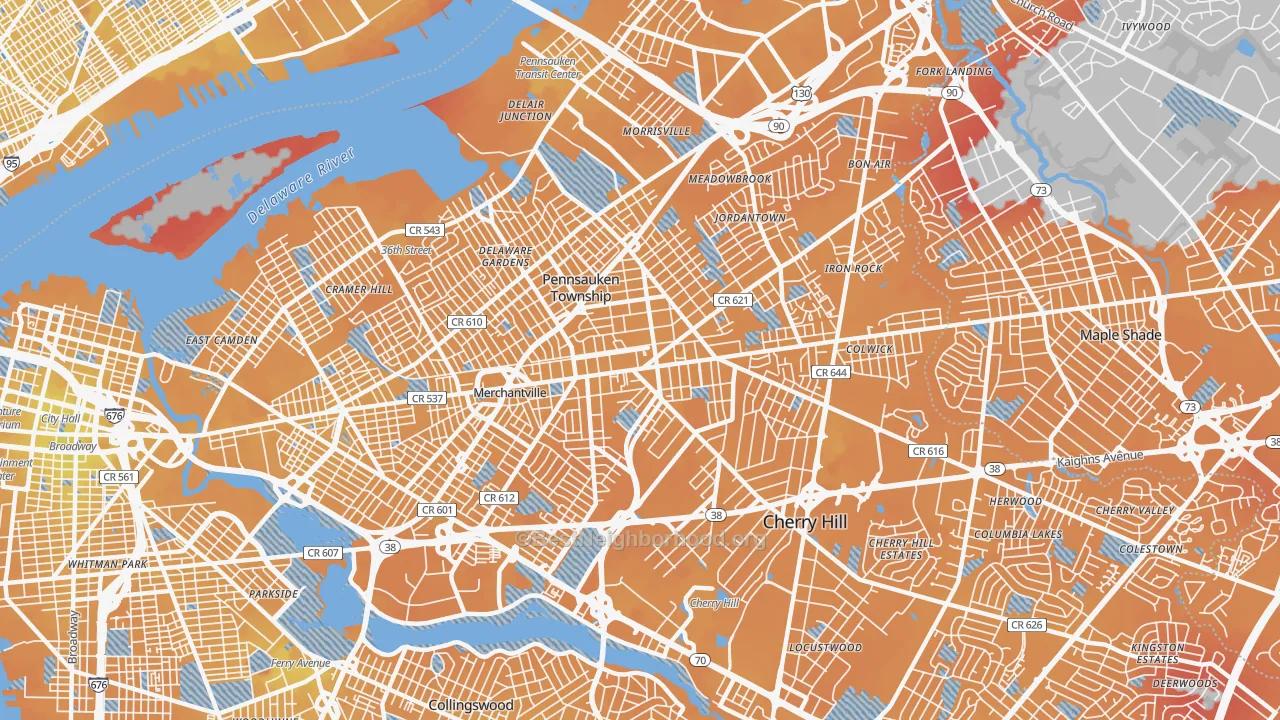 Transit Grade map of Merchantville, NJ